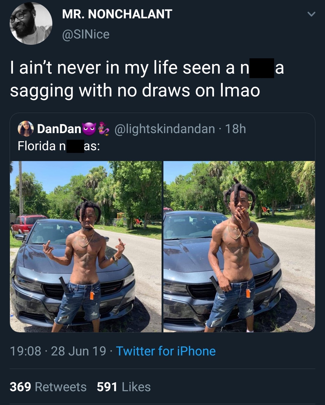 black twitter - I ain't never in my life seen an sagging with no draws on Imao