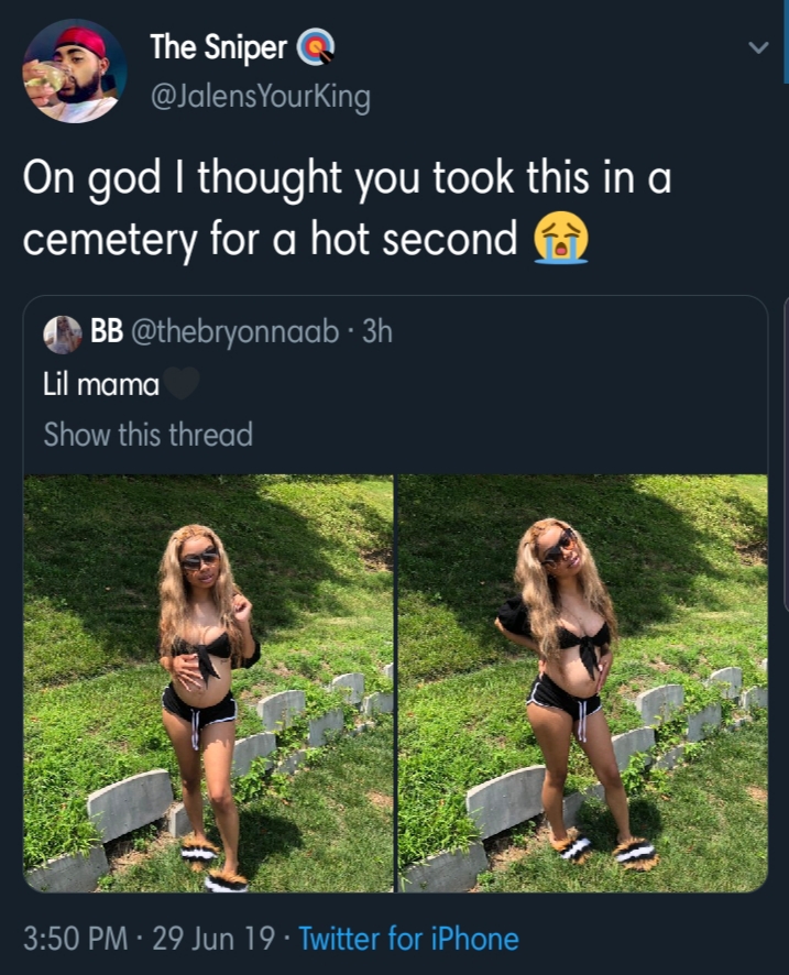 black twitter - The Sniper YourKing On god I thought you took this in a cemetery for a hot second