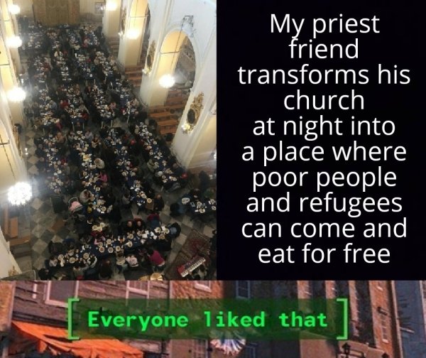 christmas tree - My priest friend transforms his church at night into a place where poor people and refugees can come and eat for free Everyone d that