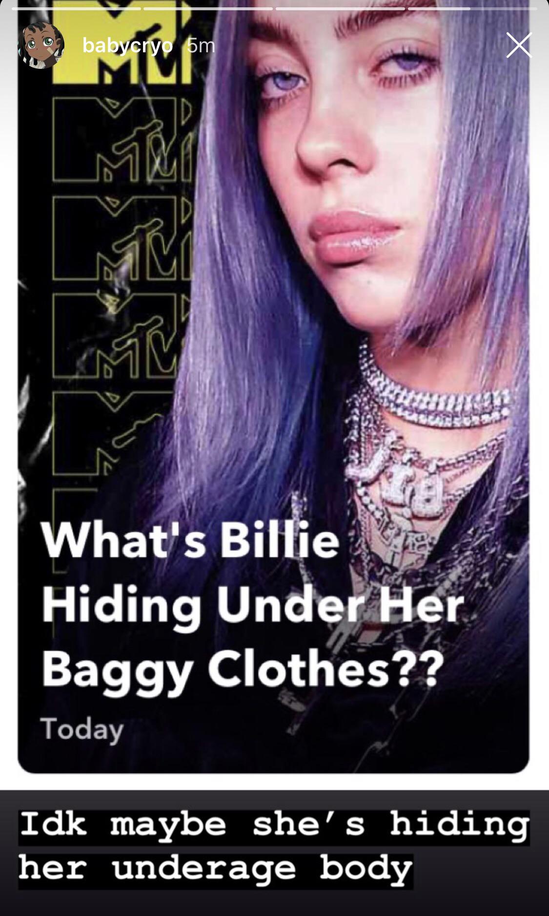 billie eilish clothes reddit - o babycryo 6m What's Billie Hiding Under Her Baggy Clothes?? Today Idk maybe she's hiding her underage body