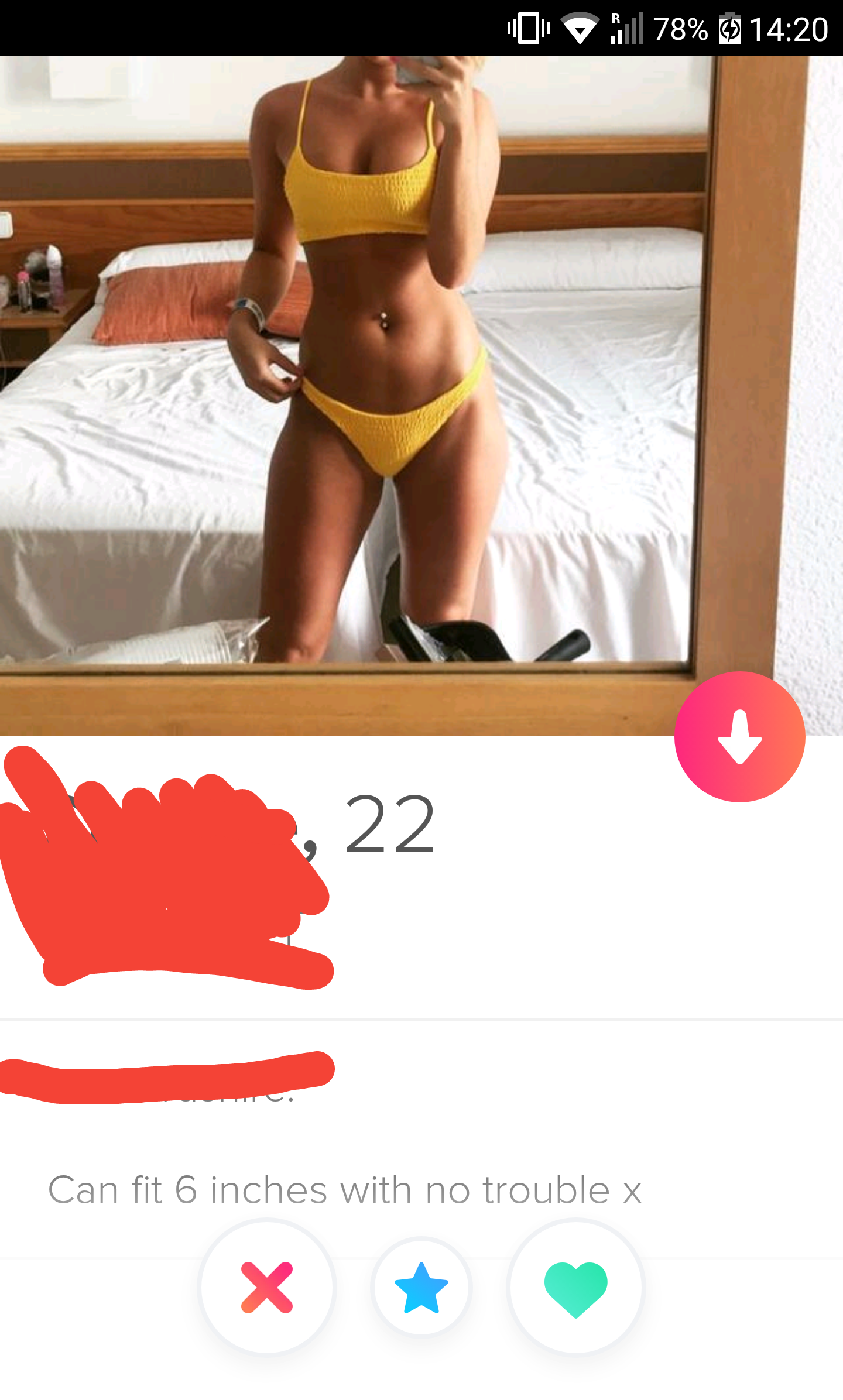 tinder wins and fails -Can fit 6 inches with no trouble x