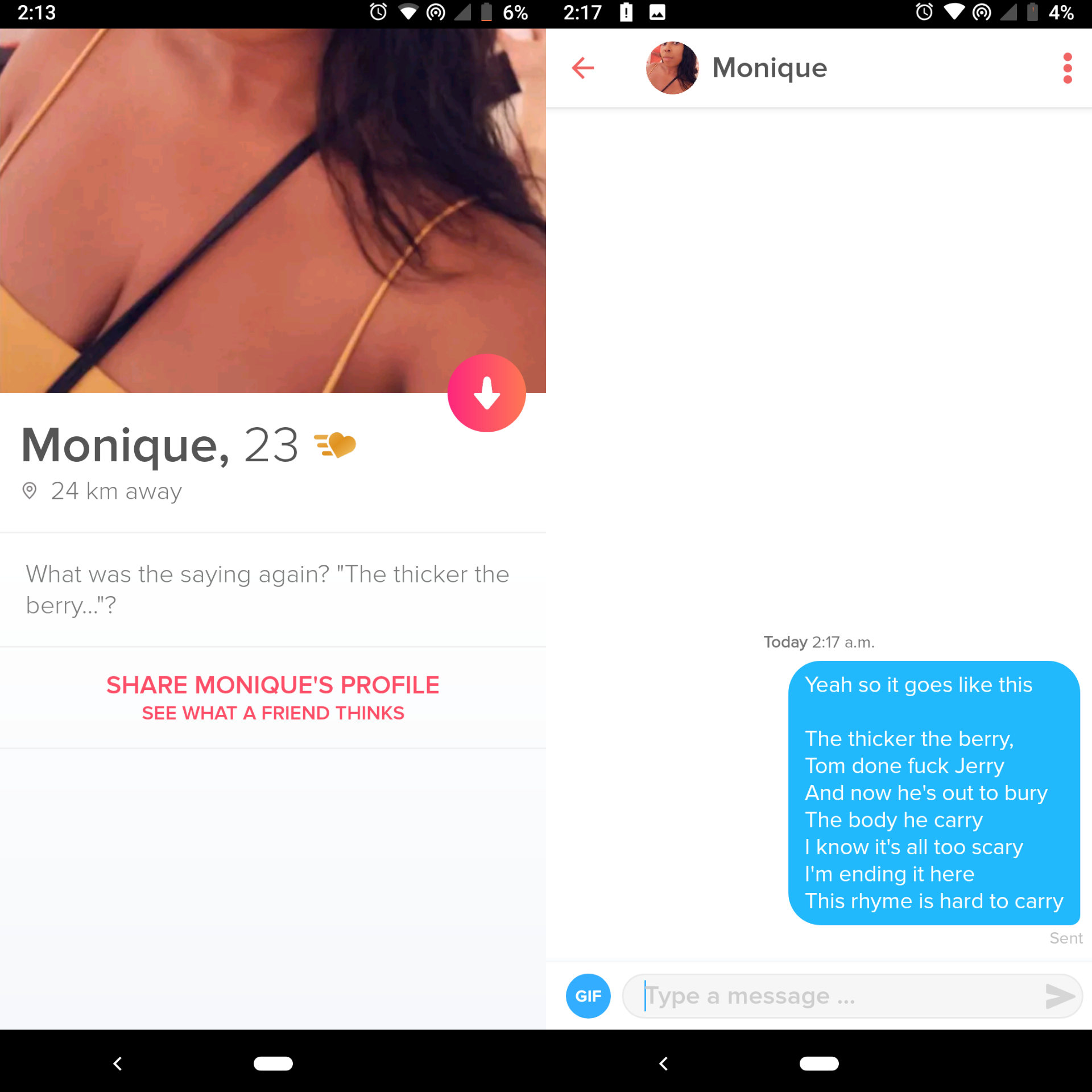 tinder wins and fails -Monique Monique What was the saying again?