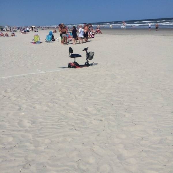 disability scooter didn't make it on the beach
