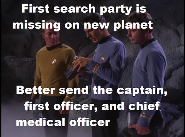 Łysica - First search party is missing on new planet Better send the captain, first officer, and chief medical officer