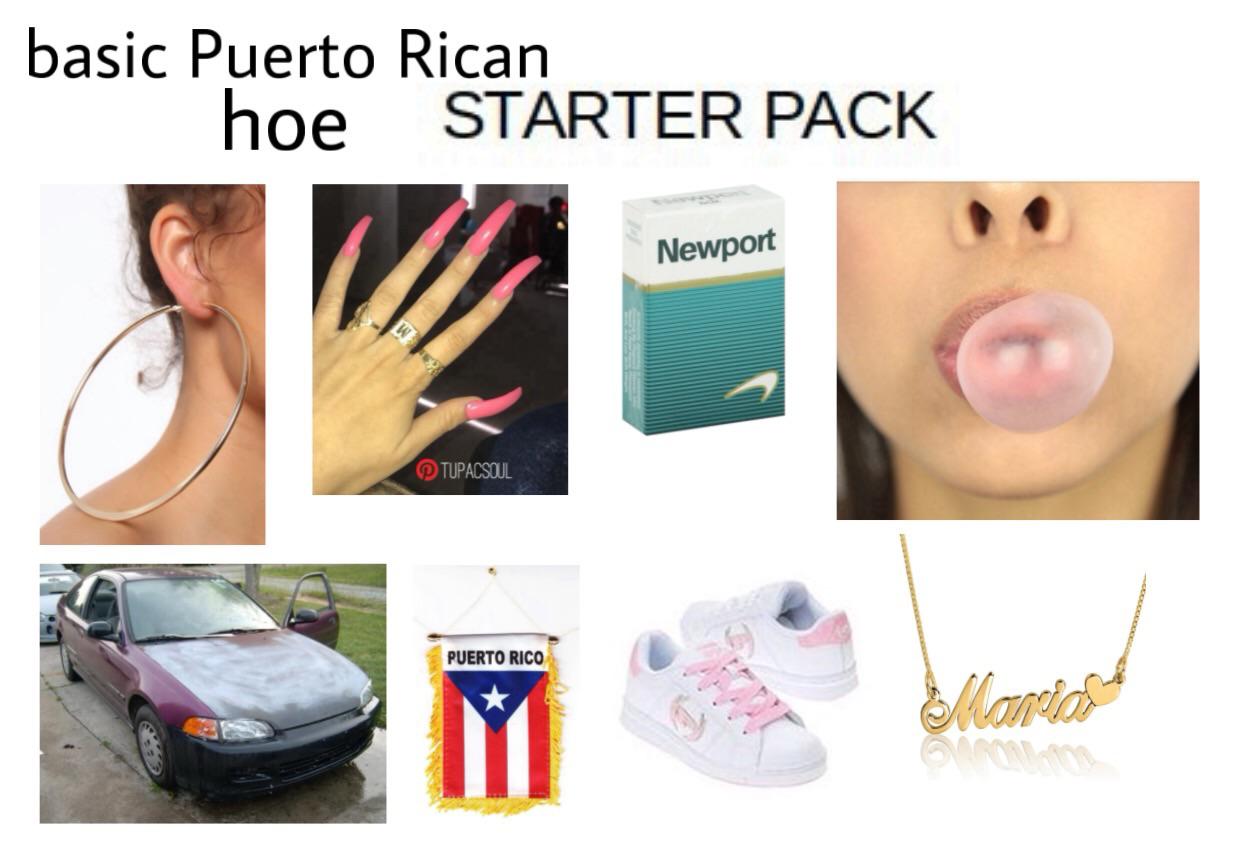Starter Pack Meme- basic Puerto Rican hoe Starter Pack Newport nails Puerto Rico Maria necklace