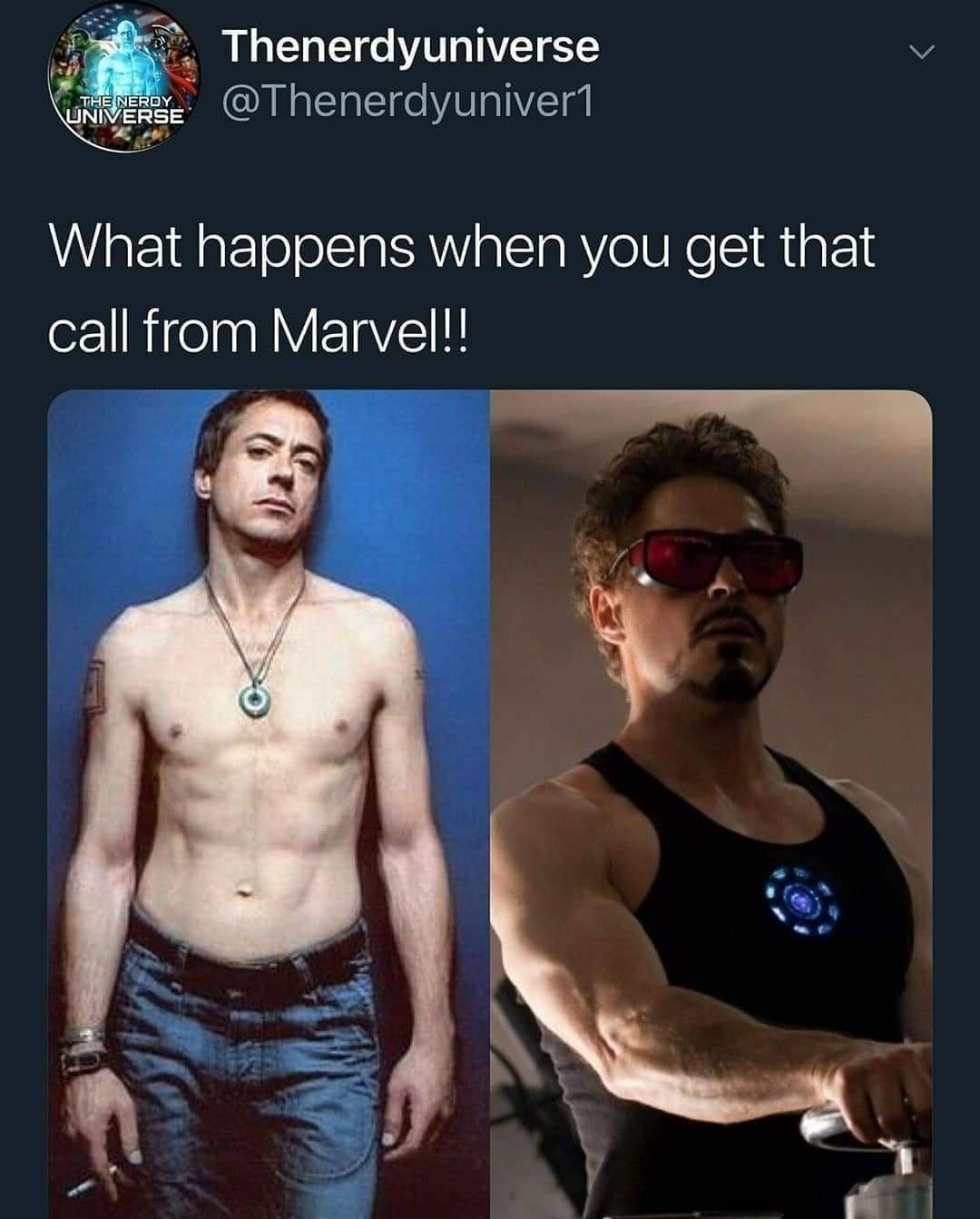 robert downey junior shirtless - Thenerdyuniverse The Nerdy Universe Universe What happens when you get that call from Marvel!!