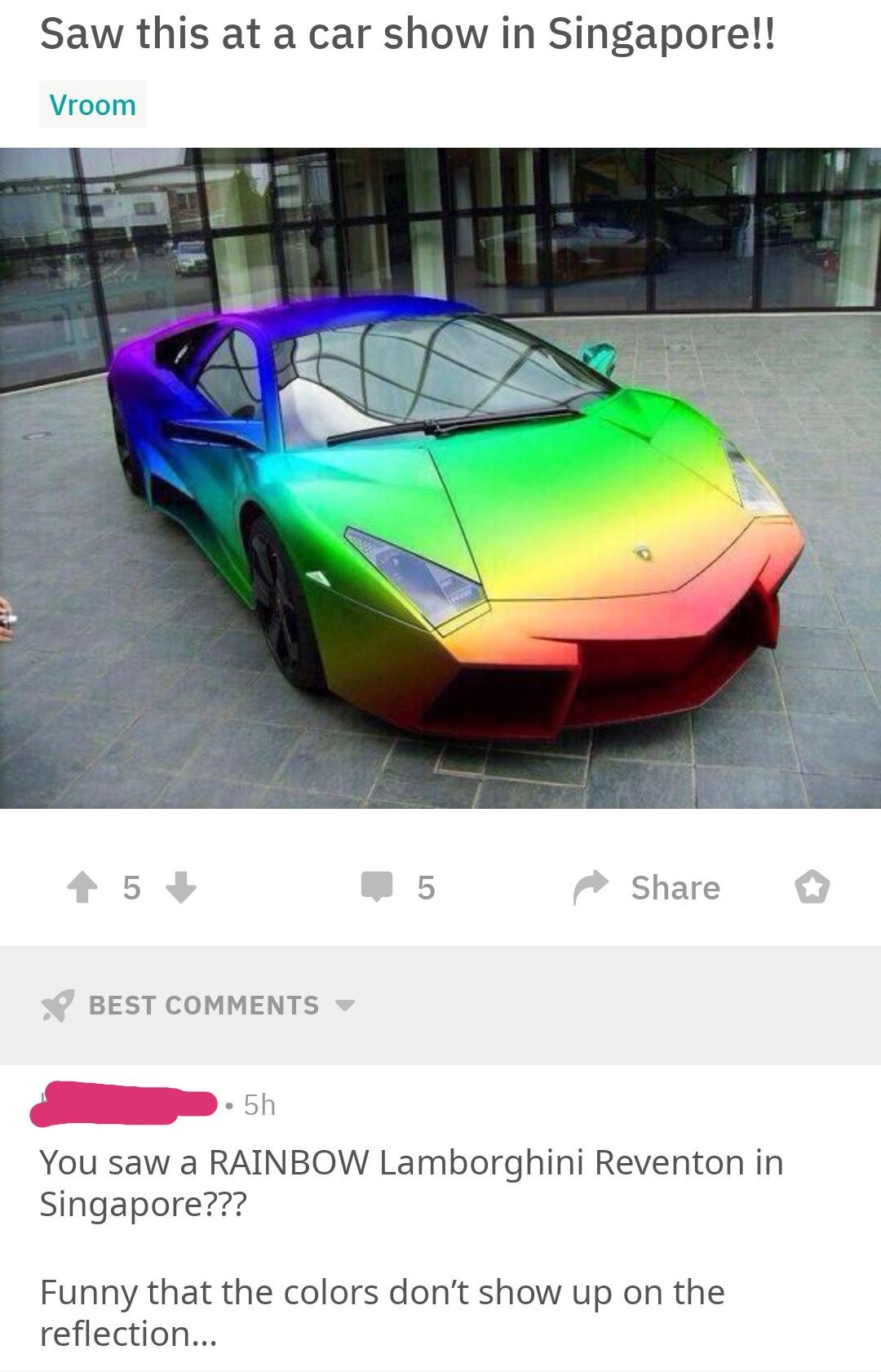 quit your bullshit - color changing lamborghini - Saw this at a car show in Singapore!!  You saw a Rainbow Lamborghini Reventon in Singapore??? Funny that the colors don't show up on the reflection