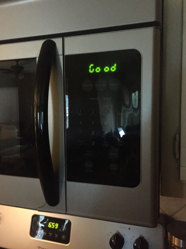 This microwave says good rather than done.