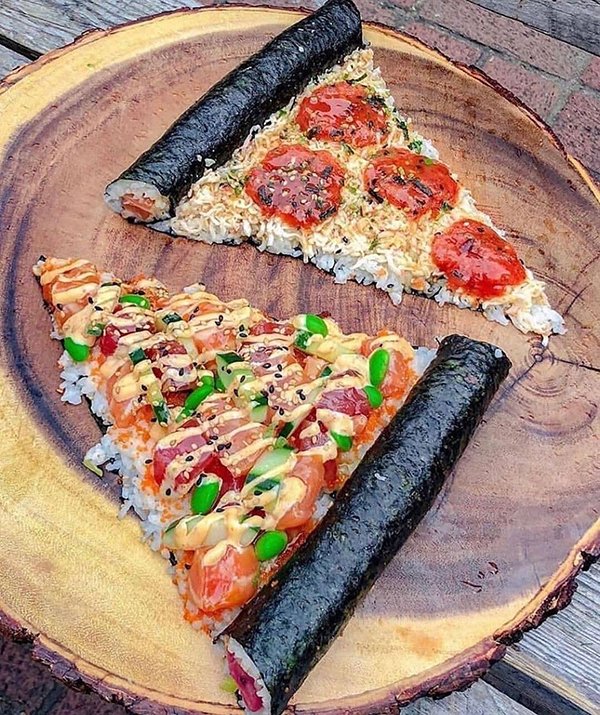 pizza sushi
