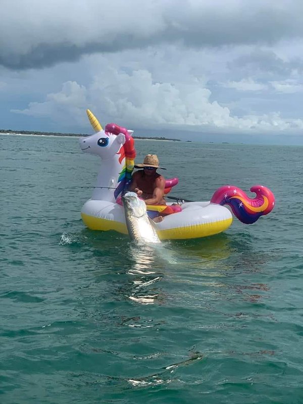 guy catches tarpon on unicorn float