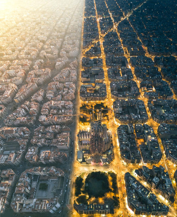 Barcelona During The Day vs. During The Night.