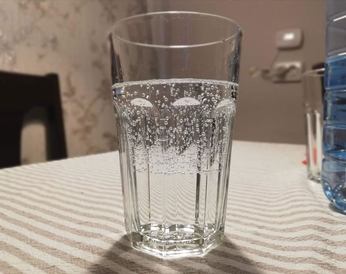 You Can See The Difference Between The Tap Water And The Sparkling Water.