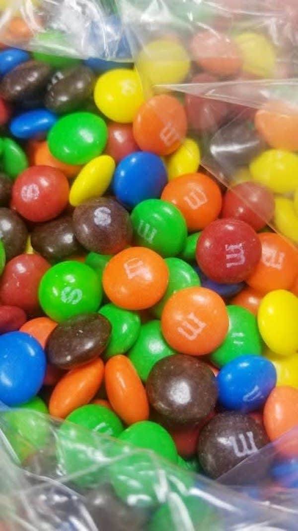 mixed m&m’s and Skittles.