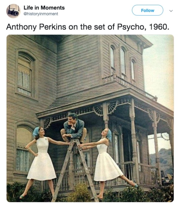 bates motel behind the scenes - Life in Moments Anthony Perkins on the set of Psycho, 1960.