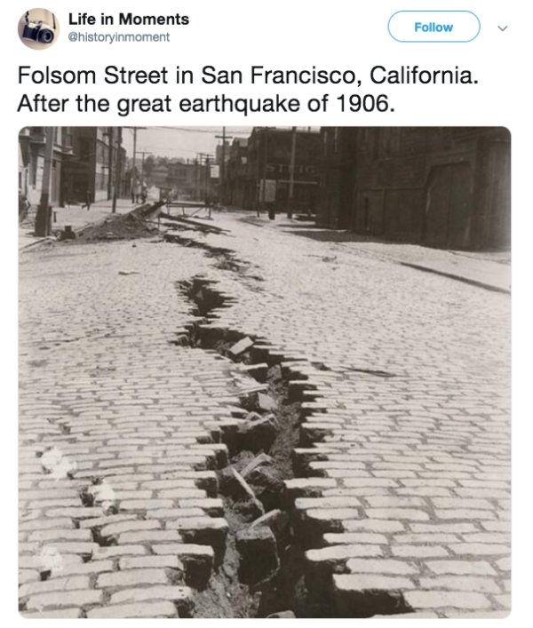 Life in Moments Folsom Street in San Francisco, California. After the great earthquake of 1906.