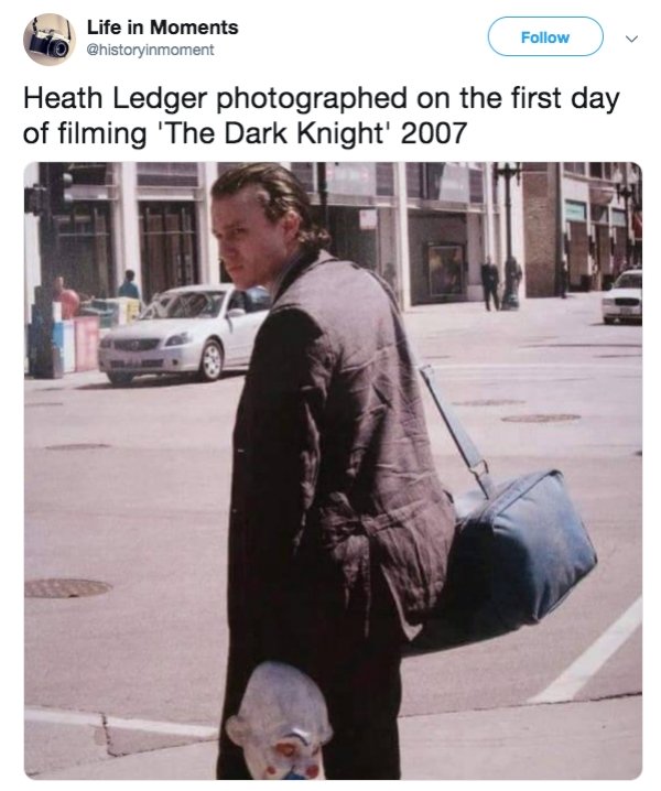 dark knight set heath ledger - Life in Moments Heath Ledger photographed on the first day of filming 'The Dark Knight' 2007