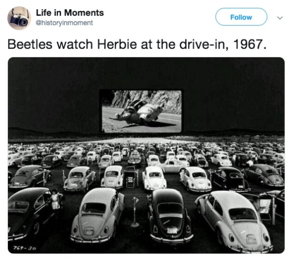 volkswagen beetle dealerships - Life in Moments Beetles watch Herbie at the drivein, 1967. 769jo