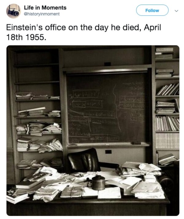 albert einstein desk - Life in Moments Einstein's office on the day he died, April 18th 1955.