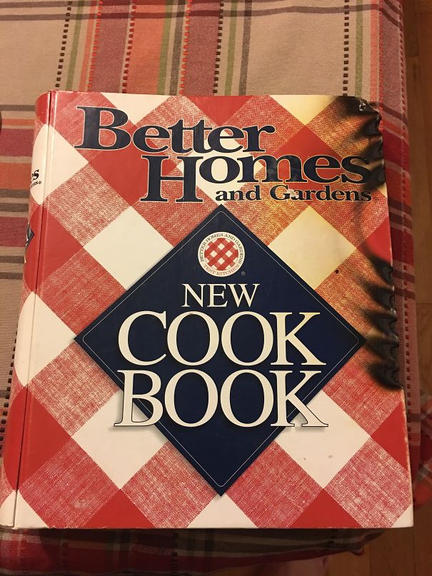 My Wife Tried Cooking Thanksgiving Dinner For Us And Actually Burned The Cook Book.