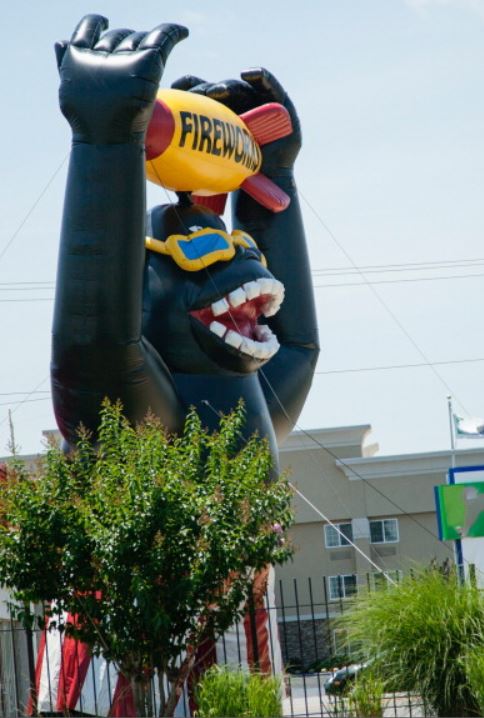 A $6,000 30-foot-tall inflatable gorilla was stolen from an auto dealership in Simi Valley, California in 2010.