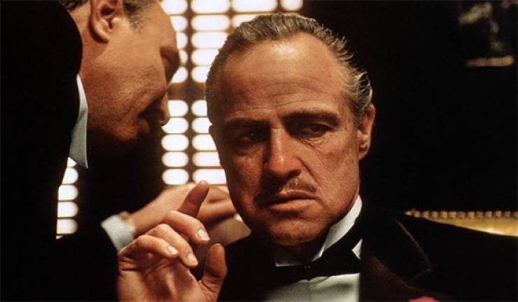 In The Godfather Marlon Brando would often gaze to the side, giving him a detached look. He did it to read his lines because he never memorized them before shooting.