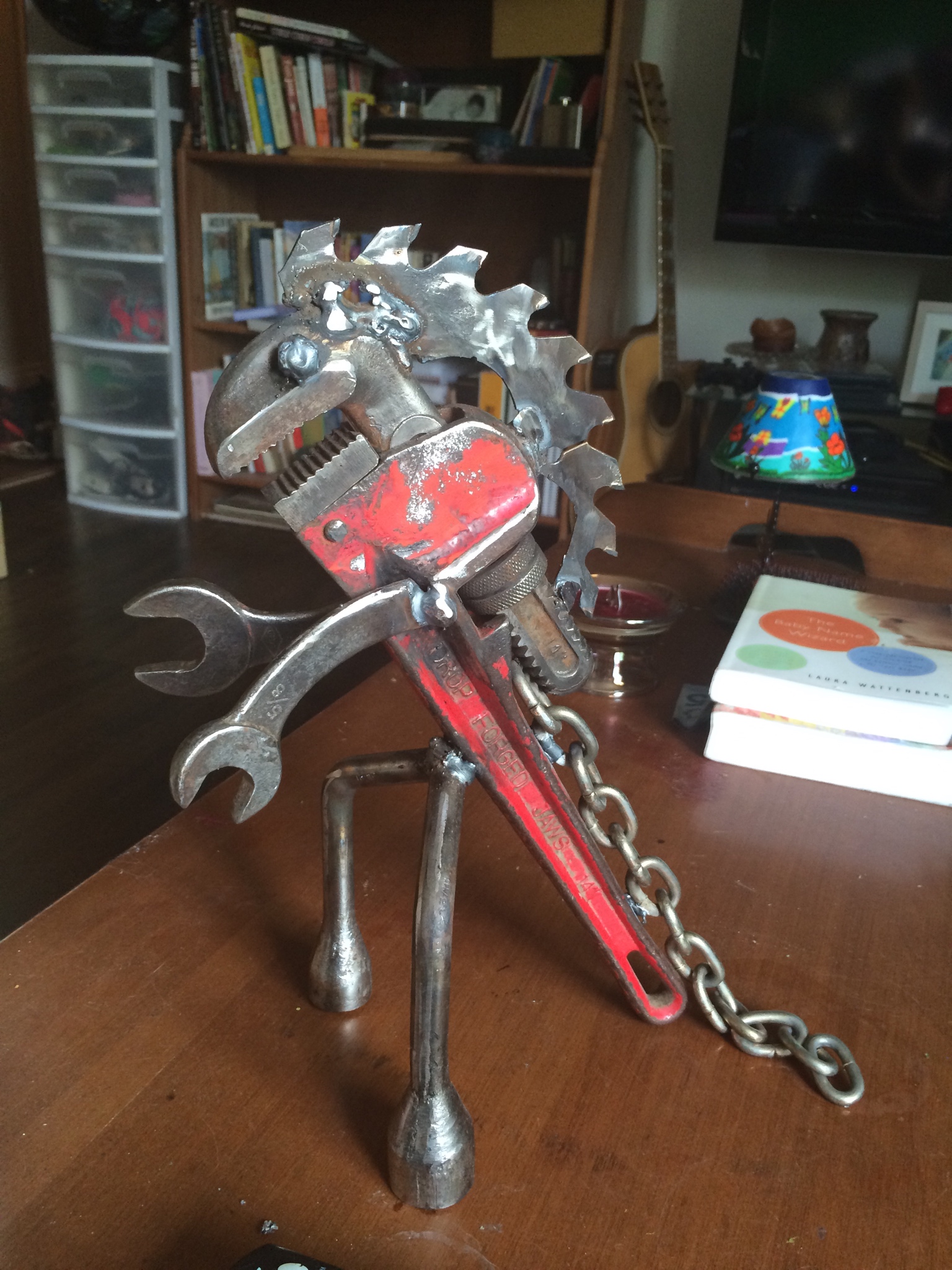 dinosaur made out of old wrench