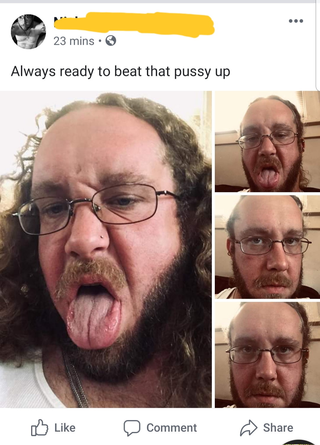 cringe pics - Always ready to beat that pussy up Comment