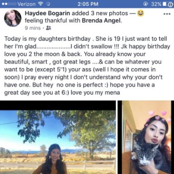 savage mom roasts - feeling thankful with Brenda Angel. 9 mins. Today is my daughters birthday. She is 19 I just want to tell her I'm glad...................I didn't swallow !!! Jk happy birthday love you 2 the