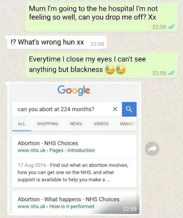 savage mom roasts - Mum I'm going to the he hospital I'm not feeling so well, can you drop me off? Xx V1 !? What's wrong hun xx Everytime I close my eyes I can't see anything but blackness 1 Google can you abort at 224 months? All Shopping News Videos Ima