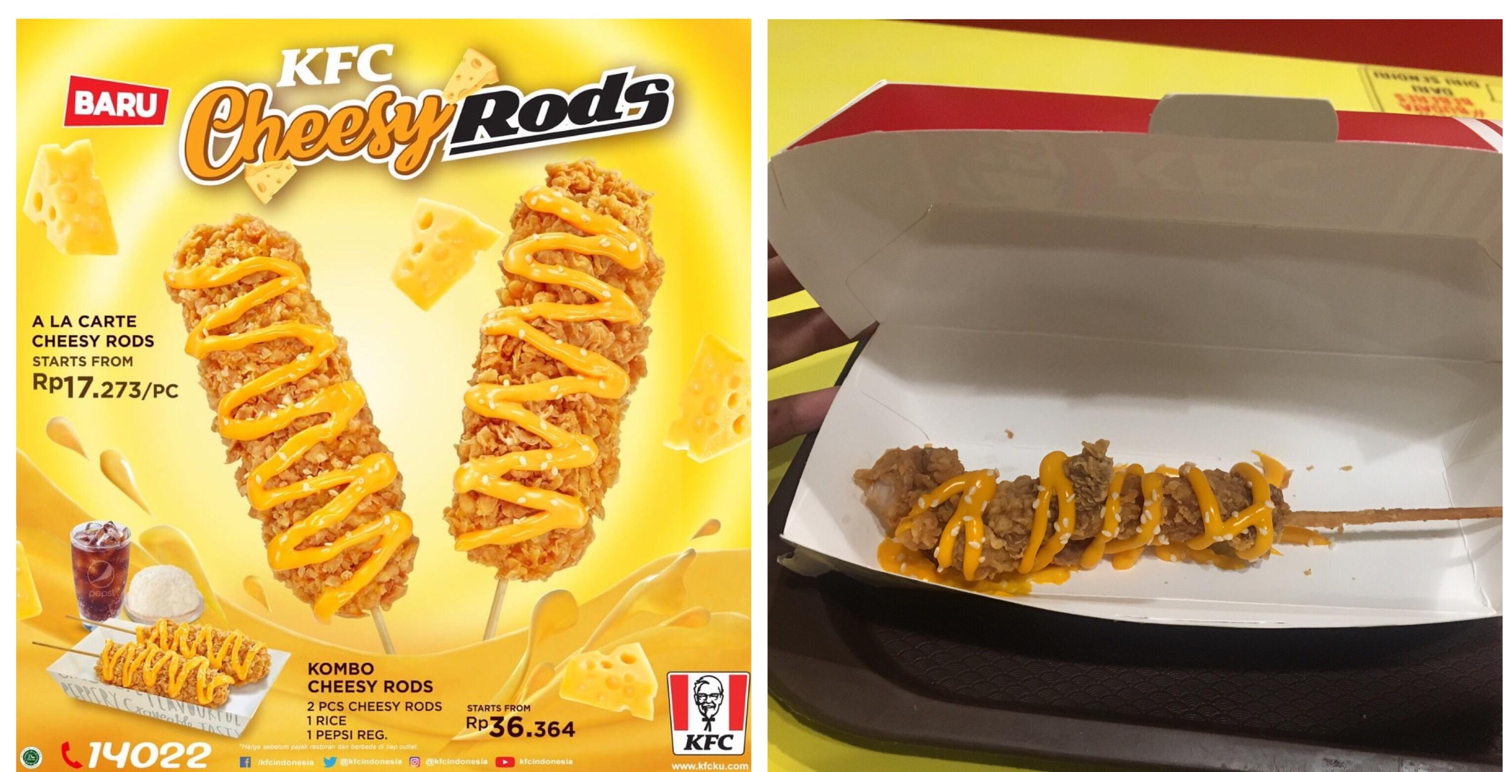 Baru A La Carte Cheesy Rods Starts From Rp17.273Pc Cheesy Rods 2 Pcs Cicesy Rods Tpepsireg R36.364 Kfc o 14022