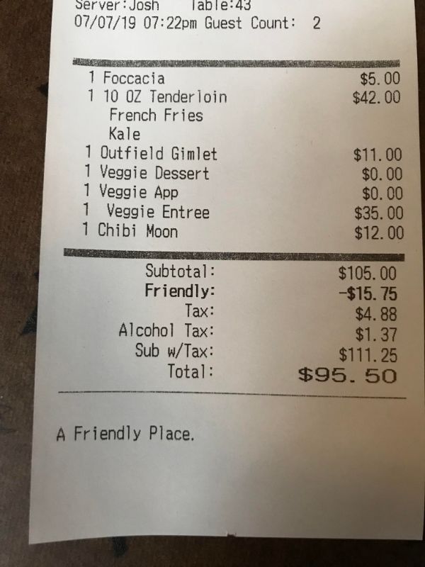 This restaurant has a discount for being friendly.