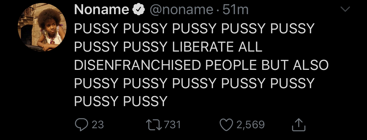731 23 - Noname .51m Pussy Pussy Pussy Pussy Pussy Pussy Pussy Liberate All Disenfranchised People But Also Pussy Pussy Pussy Pussy Pussy Pussy Pussy 2 23 17731 2,569