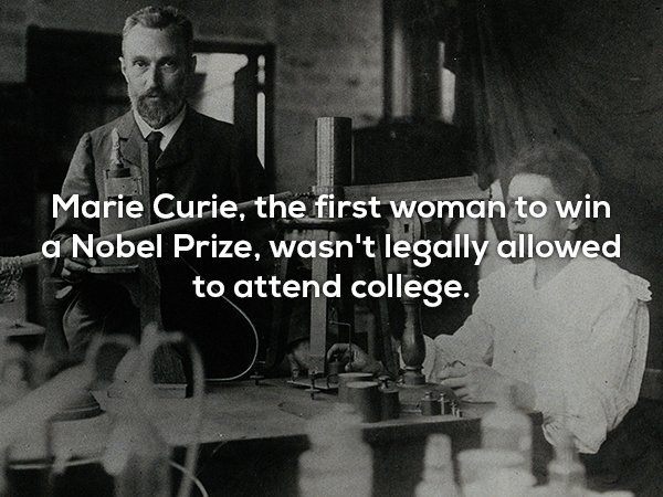 marie curie laboratory - Marie Curie, the first woman to win a Nobel Prize, wasn't legally allowed to attend college.