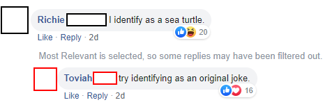 Richie identify as a sea turtle. Most Relevant is selected, so some replies may have been filtered out. try identifying as an original joke.