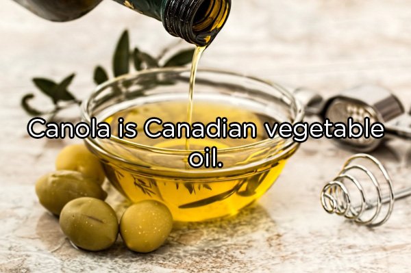 Canola is Canadian vegetable oil. 70