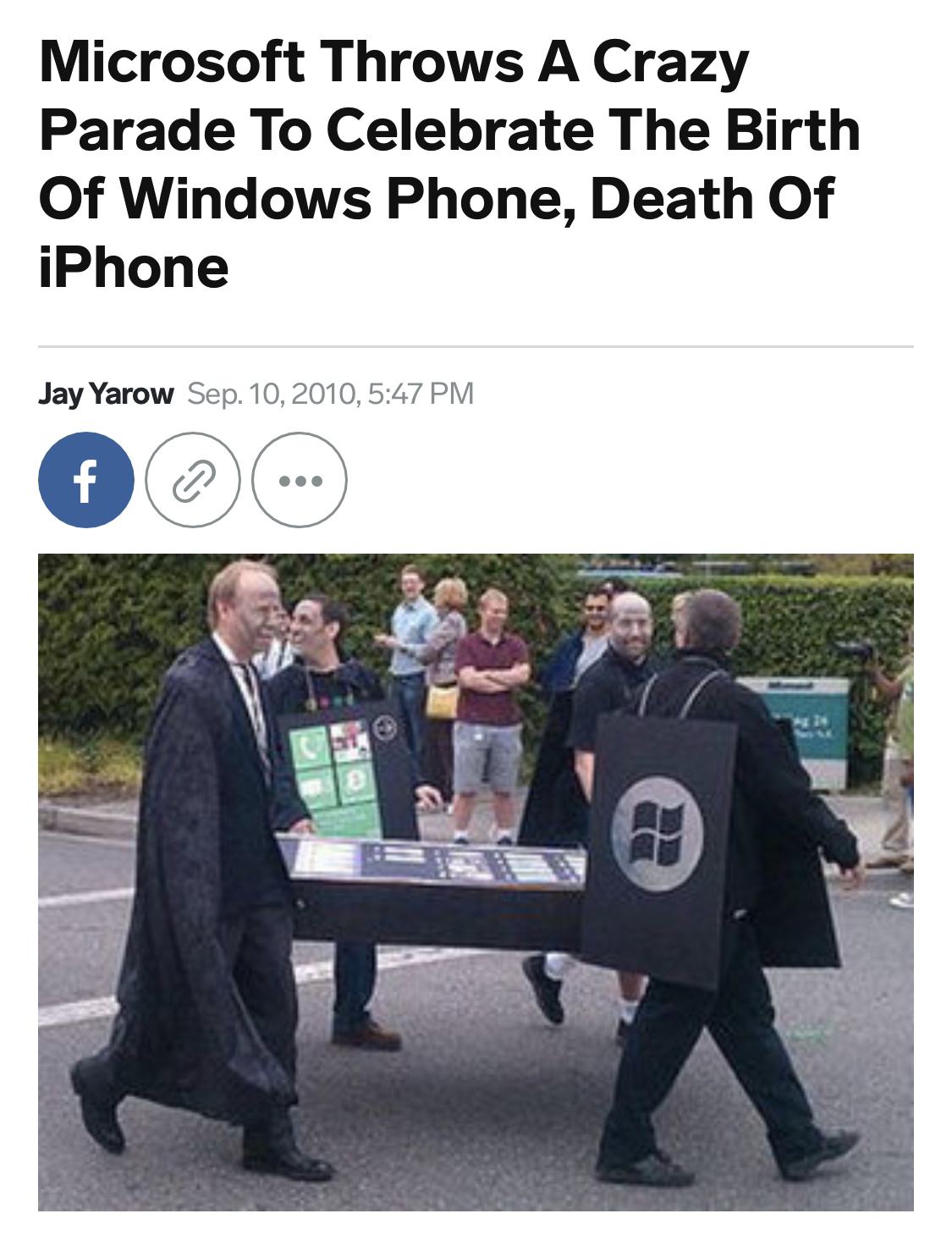 iphone funeral - Microsoft Throws A Crazy Parade To Celebrate The Birth Of Windows Phone, Death Of iPhone Jay Yarow ,