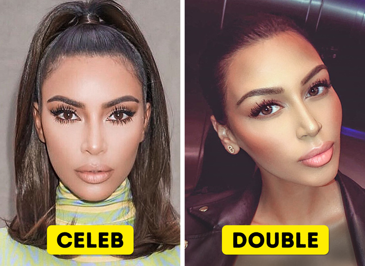 kim kardashian winged eyeliner - Celeb Double
