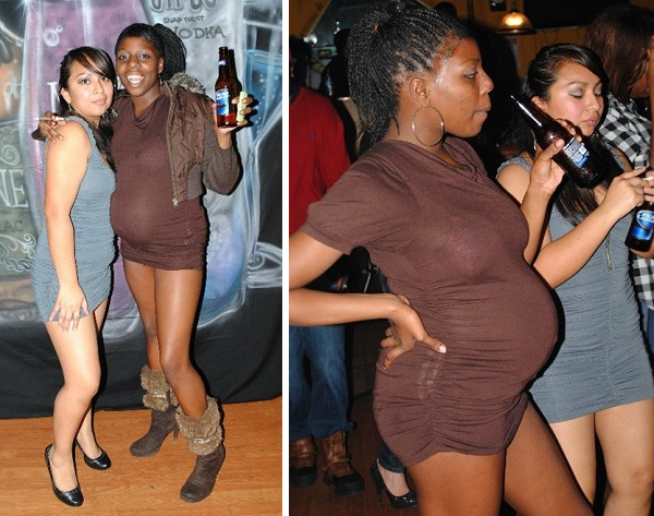 pregnant woman drinking in the club