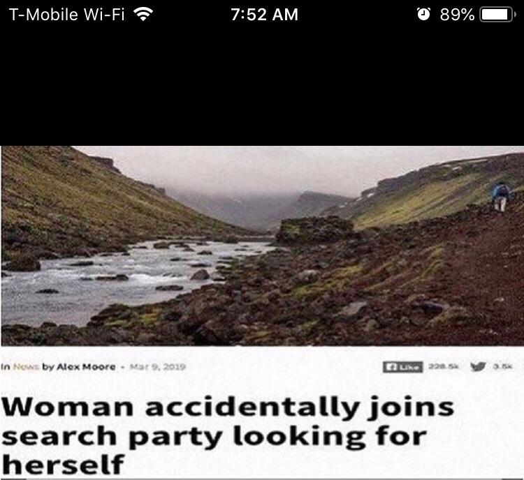 water resources -Woman accidentally joins search party looking for herself