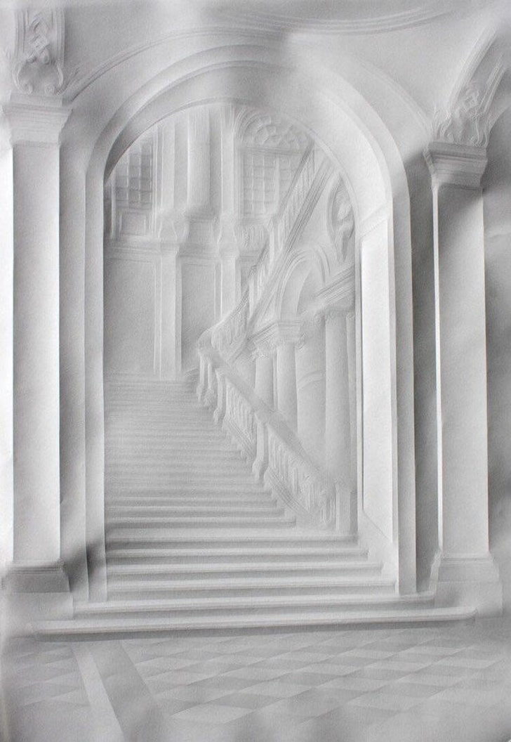 This art was created by only using the folding and creasing of paper.