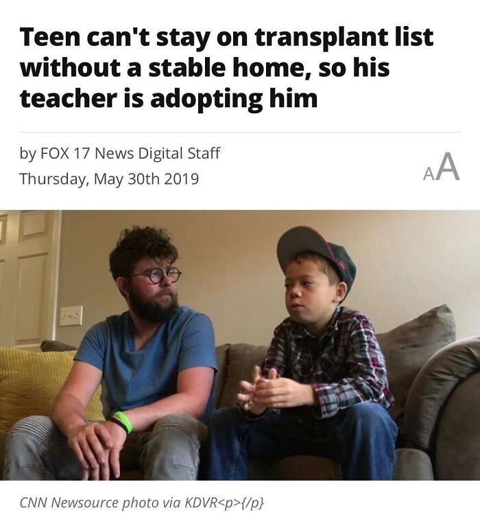 carefully hes a hero - Teen can't stay on transplant list without a stable home, so his teacher is adopting him by Fox 17 News Digital Staff Thursday, May 30th 2019 Cnn Newsource photo via Kdvr{{p}