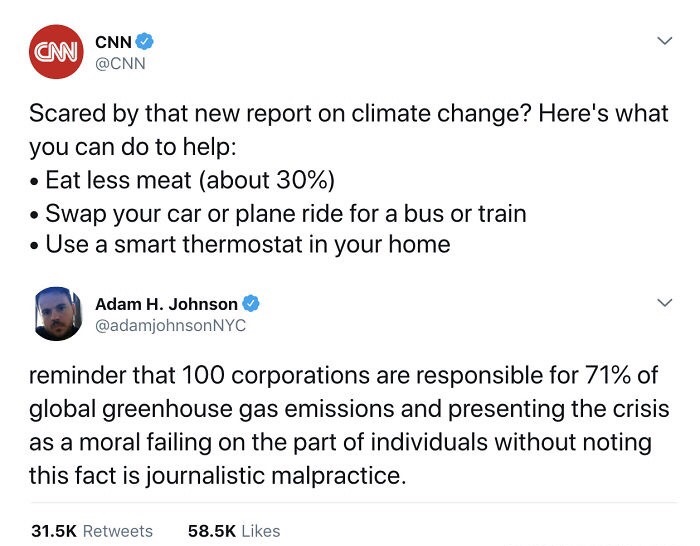 climate change reddit - Cm Cnn Scared by that new report on climate change? Here's what you can do to help Eat less meat about 30% Swap your car or plane ride for a bus or train Use a smart thermostat in your home Adam H. Johnson reminder that 100 corpora