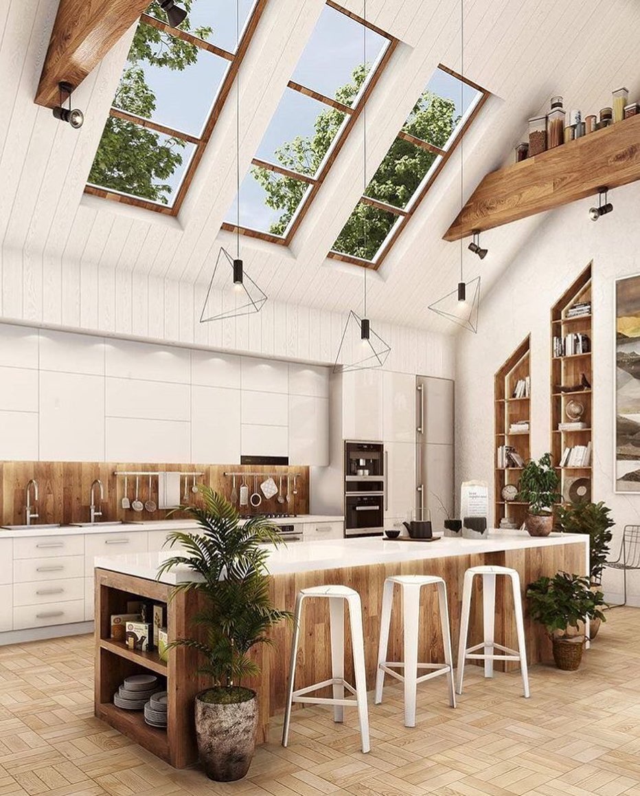 kitchen island high ceilings