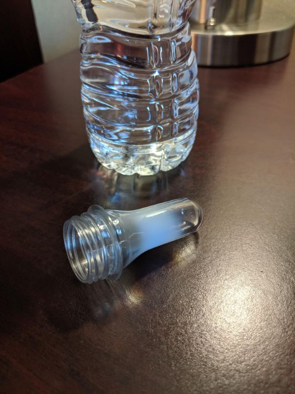 This is a water bottle before it gets blow-molded.