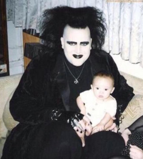 goth dad with baby