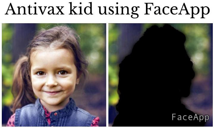 funny who would win meme - Antivax kid using FaceApp FaceApp