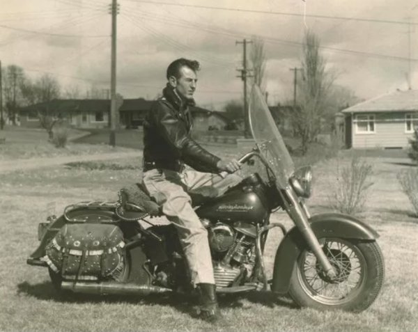 Riding a Harley in 1955