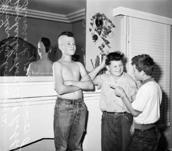 Young Man Showing Off His Mohawk in 1951