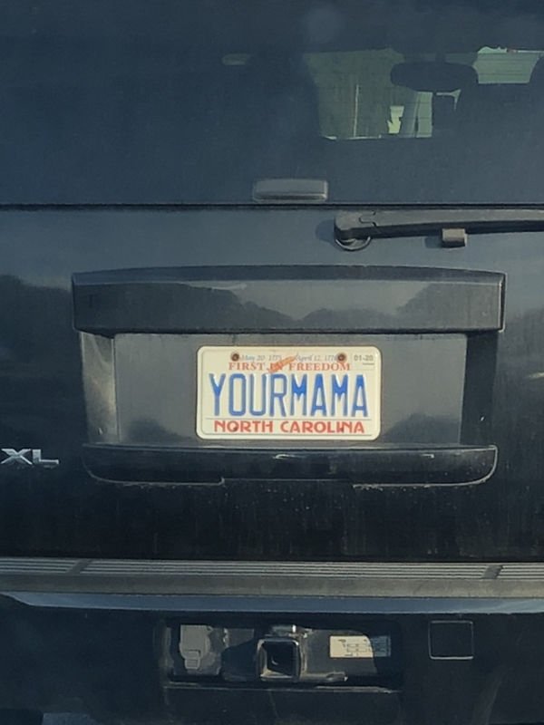 vehicle registration plate - First Freedom Yourmama North Carolina