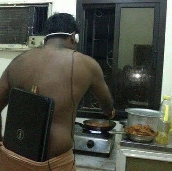 cooking while listening to music